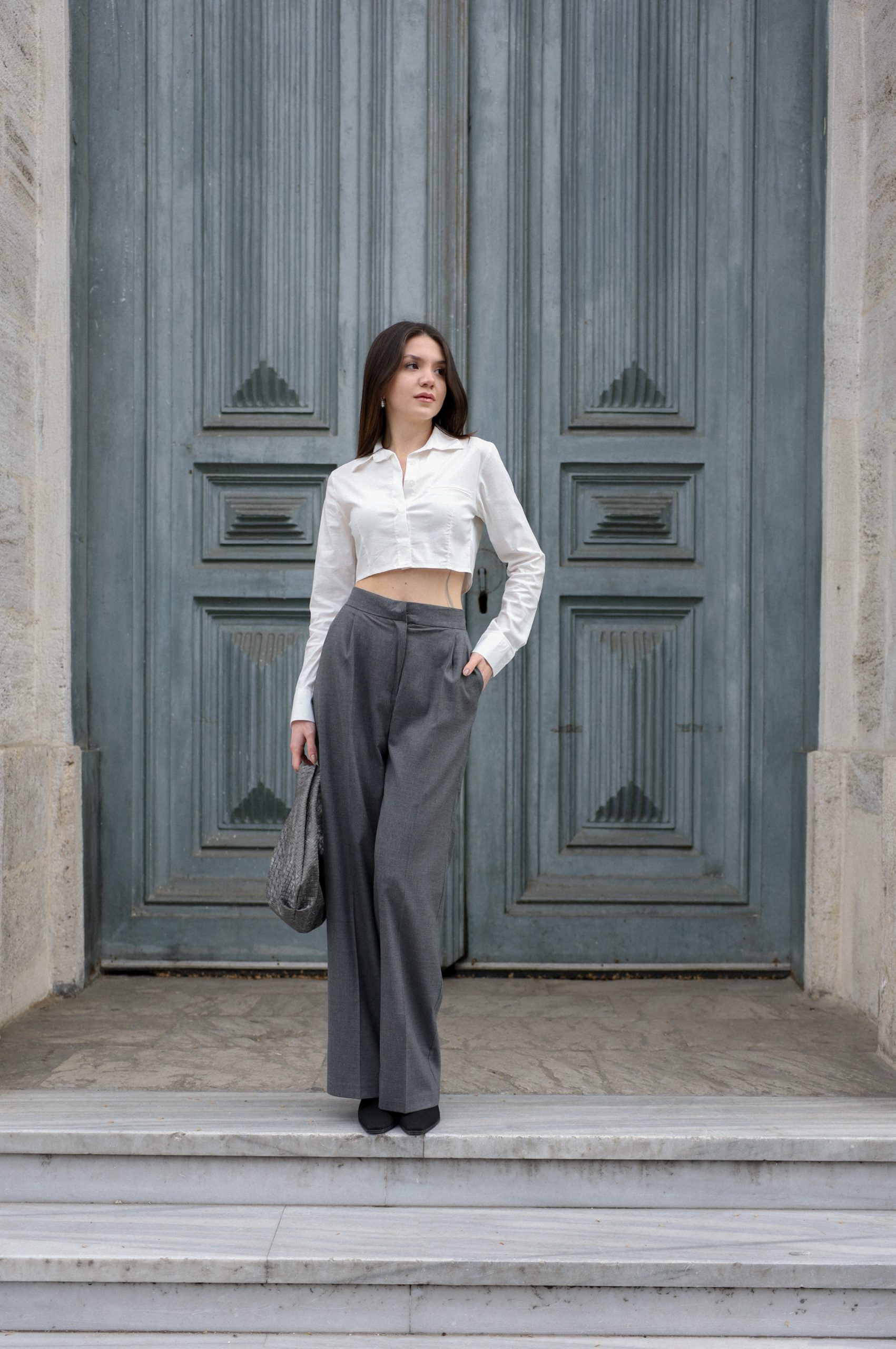 Beyaz Fleto Cep Crop Gömlek Beyaz Fleto Cep Crop Gömlek 2