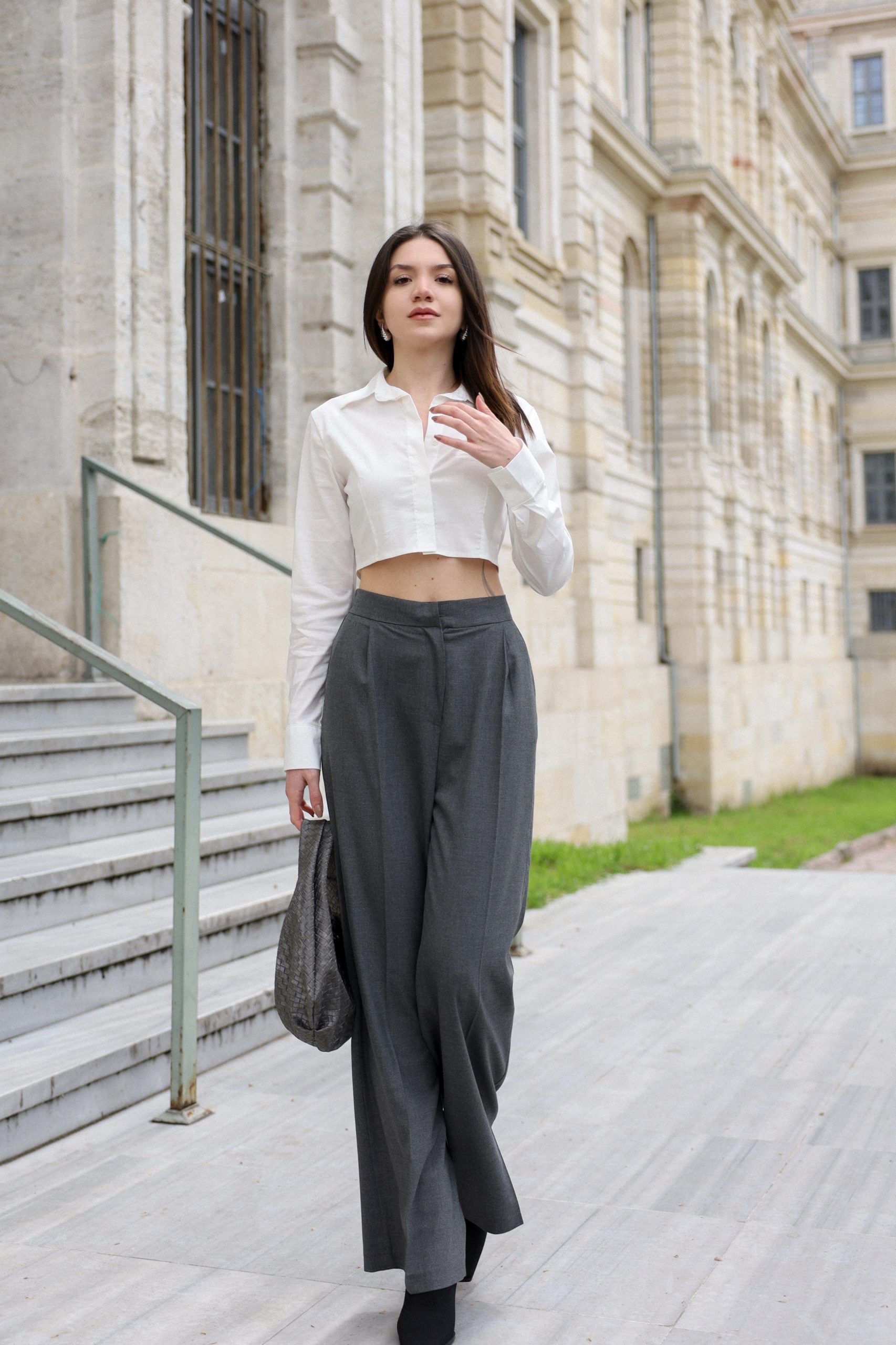 Beyaz Fleto Cep Crop Gömlek Beyaz Fleto Cep Crop Gömlek 3